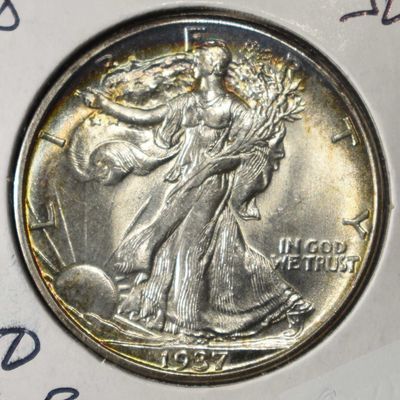 Sale Photo Thumbnail #176: 1937-D WALKING LIBERTY HALF DOLLAR CH TO GEM BU