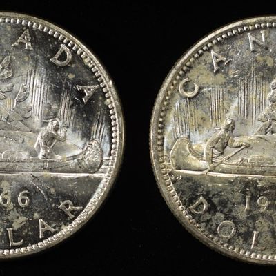 Sale Photo Thumbnail #150: (2) 80% SILVER CANADIAN DOLLARS