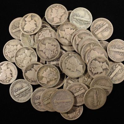 Sale Photo Thumbnail #344: (50) MERCURY DIMES