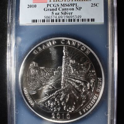 Sale Photo Thumbnail #412: 2010 GRAND CANYON 5 OZ SILVER PCGS MS69PL