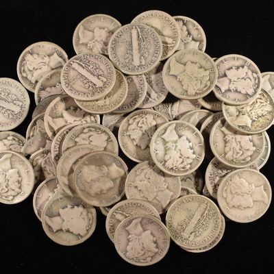 Sale Photo Thumbnail #132: (50) MERCURY DIMES