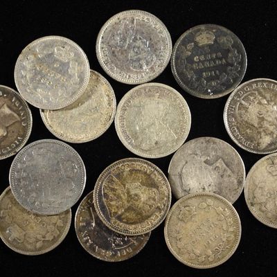 Sale Photo Thumbnail #142: (14) 5C CANADIAN 92.5% SILVER