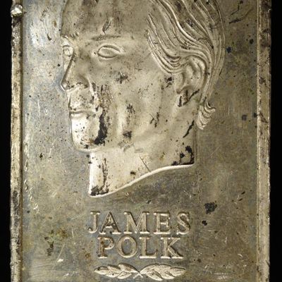 Sale Photo Thumbnail #420: JAMES POLK 5000 GRAINS 92.5% SILVER BAR