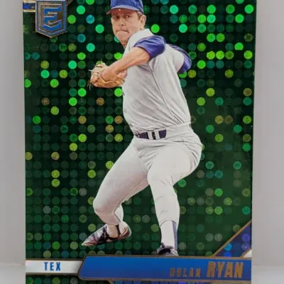 Sale Photo Thumbnail #733: Panini Donruss Elite Nolan Ryan green disco foil baseball card in excellent condition.