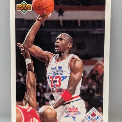 Sale Photo Thumbnail #455: 1991-92 Upper Deck Michael Jordan #457 basketball card depicting him in his 1991 NBA All-Star jersey.