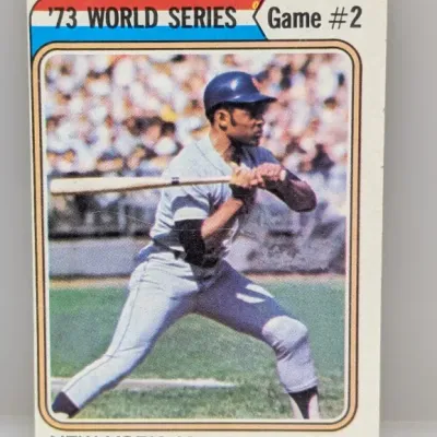 Sale Photo Thumbnail #234: 1974 Topps #202 baseball card highlighting Game #2 of the '73 World Series featuring Willie Mays.
