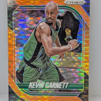 Sale Photo Thumbnail #254: Panini Prizm Kevin Garnett Boston basketball card featuring a colorful holographic mosaic finish.