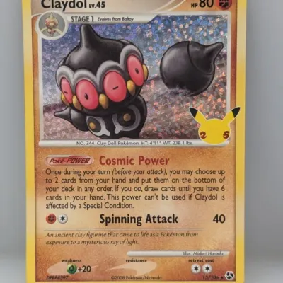 Sale Photo Thumbnail #418: Claydol LV.45 holographic Pokémon trading card from the 2021 25th Anniversary Celebrations Classic Collection reprint set, originally released in 2008.