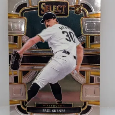 Sale Photo Thumbnail #61: 2024 Panini Select Paul Skenes rookie trading card in excellent condition.