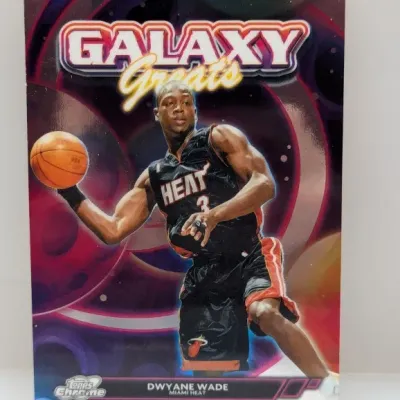 Sale Photo Thumbnail #639: Topps Chrome Galaxy Greats Dwyane Wade Miami Heat basketball trading card.