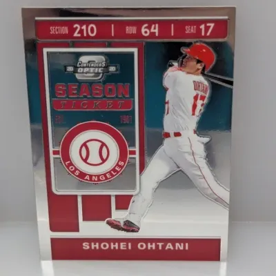 Sale Photo Thumbnail #262: 2020 Panini Contenders Optic Shohei Ohtani Season Ticket baseball card in excellent condition.