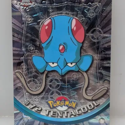 Sale Photo Thumbnail #766: 2000 Topps Chrome Pokémon Tentacool #72 spectra-chrome foil trading card.