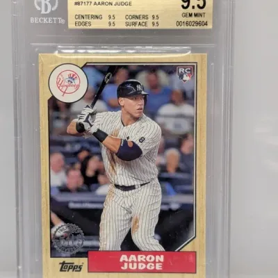 Sale Photo Thumbnail #58: Beckett-graded 9.5 Gem Mint 2017 Topps '87 Topps Aaron Judge rookie baseball card #87177.