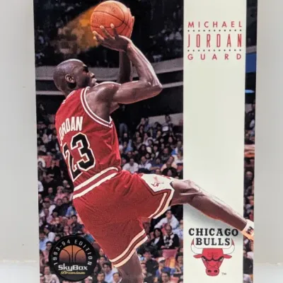 Sale Photo Thumbnail #496: 1993-94 SkyBox Premium Michael Jordan Chicago Bulls basketball trading card #45 in good condition.