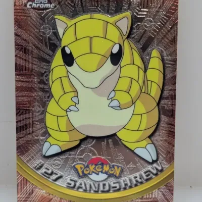 Sale Photo Thumbnail #746: 2000 Topps Chrome Pokémon Sandshrew #27 spectra-chrome foil trading card.
