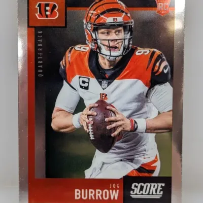 Sale Photo Thumbnail #126: 2020 Score Joe Burrow rookie card, featuring the Cincinnati Bengals quarterback in excellent condition.