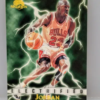 Sale Photo Thumbnail #267: 1997-98 SkyBox Z-Force Michael Jordan "Electrified" insert basketball trading card.