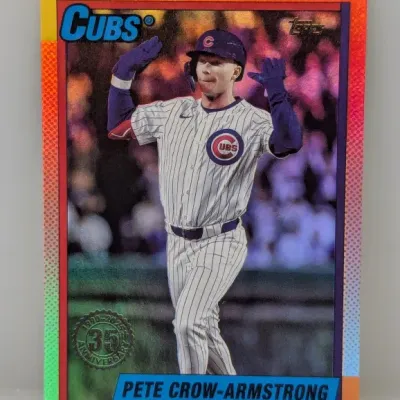 Sale Photo Thumbnail #394: 2024 Topps Pete Crow-Armstrong 1989 Topps 35th Anniversary orange foil parallel baseball card.
