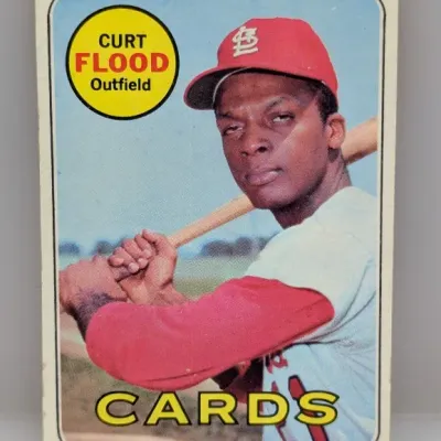 Sale Photo Thumbnail #514: 1968 Topps Curt Flood #235 baseball card featuring the St. Louis Cardinals outfielder, showing light corner wear.
