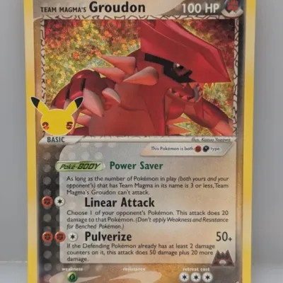 Sale Photo Thumbnail #285: Pokémon Team Magma's Groudon card from the 25th Anniversary Celebrations Classic Collection set.