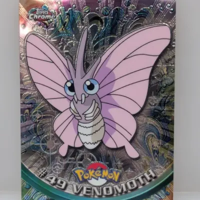 Sale Photo Thumbnail #760: 2000 Topps Chrome Pokémon Venomoth #49 trading card featuring a Spectra-Chrome foil finish.