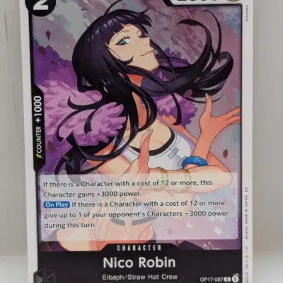 Sale Photo Thumbnail #627: One Piece Card Game Nico Robin character card (OP07-087 R) in clean condition.