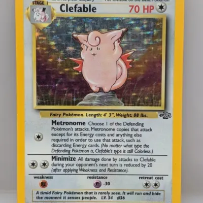 Sale Photo Thumbnail #144: 1999 Pokémon Jungle Set holographic Clefable trading card (1/64).