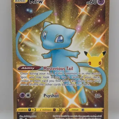 Sale Photo Thumbnail #86: Pokémon Celebrations Secret Rare Shiny Mew gold card #025/025, released in 2021.