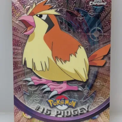Sale Photo Thumbnail #768: 2000 Topps Chrome Pokémon Series 1 Pidgey #16 Spectra Chrome foil trading card in excellent condition.