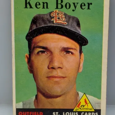 Sale Photo Thumbnail #393: Vintage 1958 Topps Ken Boyer #286 baseball card featuring the St. Louis Cardinals outfielder, showing light edge wear.
