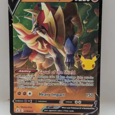 Sale Photo Thumbnail #599: Pokémon Trading Card Game Zamazenta V card from the 25th Anniversary Celebrations set, 2021.