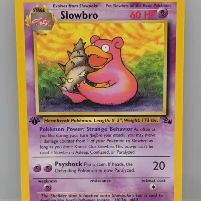 Sale Photo Thumbnail #205: 1999 Pokémon Fossil set 1st Edition Slowbro trading card, #43/62.