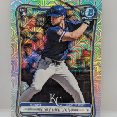 Sale Photo Thumbnail #446: 2024 Bowman Chrome Mega Box Jac Caglianone Mojo Refractor rookie card in pristine condition.
