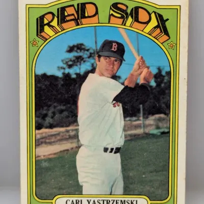 Sale Photo Thumbnail #621: 1972 Topps Carl Yastrzemski Boston Red Sox baseball card #280, featuring a green arched border design.