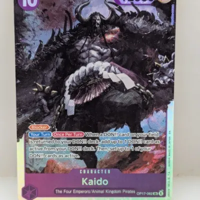 Sale Photo Thumbnail #642: One Piece Card Game Kaido character card, set OP17-062 SR, featuring full-art foil illustration.