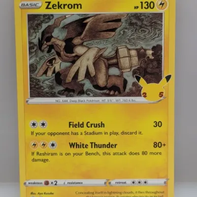 Sale Photo Thumbnail #523: 2021 Pokémon Celebrations 25th Anniversary Zekrom holo trading card, number 010/025.