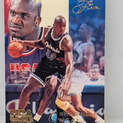 Sale Photo Thumbnail #329: 1994 Flair Shaquille O'Neal USA Basketball 'Rookie Year' trading card.