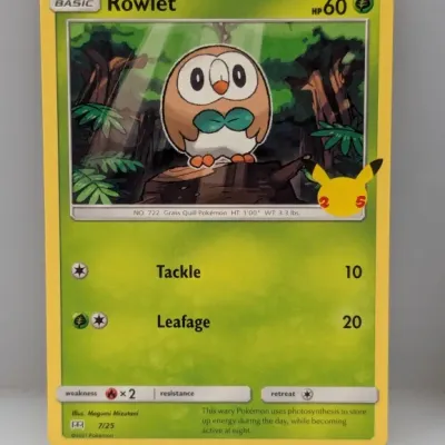 Sale Photo Thumbnail #701: 2021 Pokémon McDonald's 25th Anniversary promo card featuring Rowlet (#7/25).