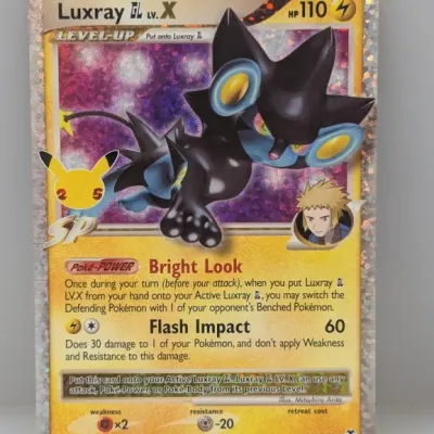 Sale Photo Thumbnail #405: Pokémon Luxray GL LV.X holographic trading card from the 25th Anniversary Celebrations expansion, 2021 reissue of the 2009 original.