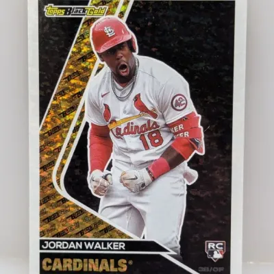 Sale Photo Thumbnail #248: 2023 Topps Black Gold Jordan Walker rookie baseball card for the St. Louis Cardinals in sharp condition.