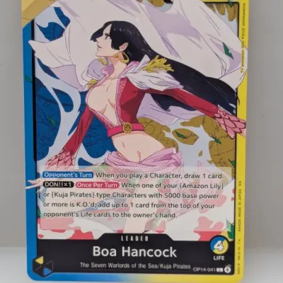 Sale Photo Thumbnail #690: One Piece Card Game Boa Hancock Leader card (OP14-041), featuring alternate art illustration in near-mint condition.