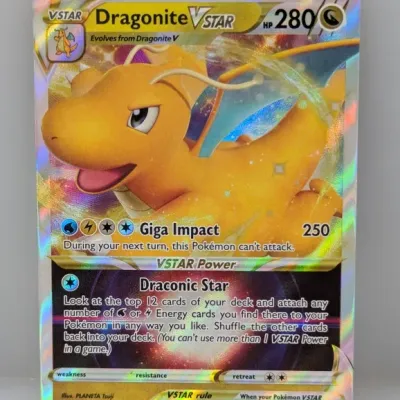 Sale Photo Thumbnail #515: Dragonite VSTAR Pokémon trading card (050/078) from the Pokémon GO expansion set, released in 2022. The card features a holographic finish and appears to be in clean condition.