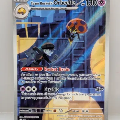 Sale Photo Thumbnail #471: Pokémon Trading Card Game Team Rocket's Orbeetle secret rare card #198/182, featuring artwork by HYOGONOSUKE.