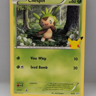 Sale Photo Thumbnail #698: 2021 Pokémon McDonald's 25th Anniversary promo Chespin trading card (6/25).