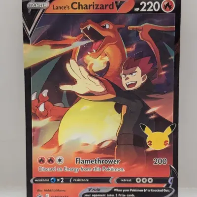 Sale Photo Thumbnail #620: 2021 Pokémon TCG Lance's Charizard V promo card (SWSH133) from the Celebrations expansion.