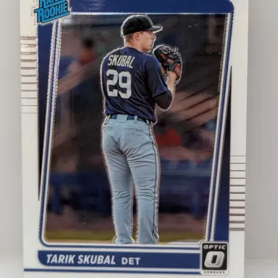 Sale Photo Thumbnail #278: 2021 Donruss Optic Tarik Skubal Rated Rookie baseball trading card, Detroit Tigers #29.