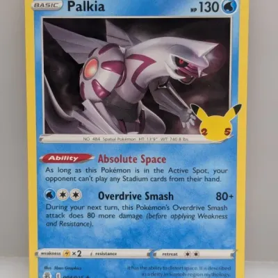 Sale Photo Thumbnail #513: 2021 Pokémon Celebrations 25th Anniversary Palkia holofoil trading card, number 004/025.