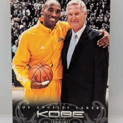 Sale Photo Thumbnail #291: Panini Los Angeles Lakers trading card featuring Kobe Bryant and Jerry West.