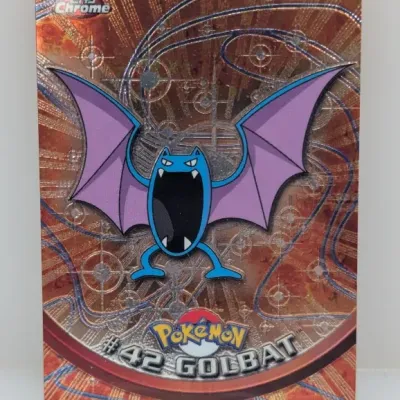 Sale Photo Thumbnail #756: 2000 Topps Chrome Pokémon #42 Golbat trading card featuring a holographic Tekno or Spectra-Chrome finish.