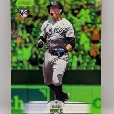 Sale Photo Thumbnail #173: Topps Stadium Club Ben Rice rookie baseball card featuring a green foil parallel border.